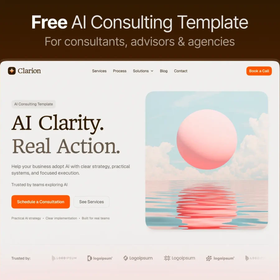 Clarion — Free AI Consulting Framer Template — Damir Cosic Framer Template