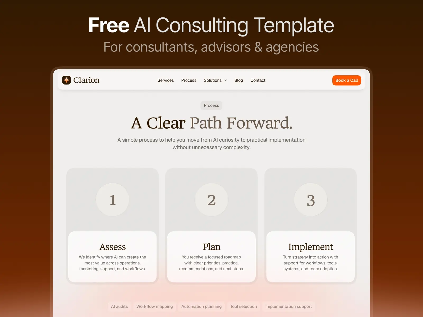 Clarion — Free AI Consulting Framer Template