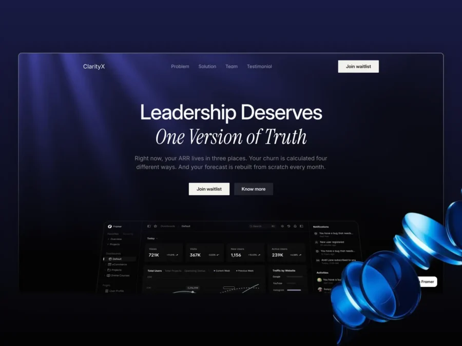 ClarityX — A Premium SaaS Launch Page — Satyam Gopal Framer Template