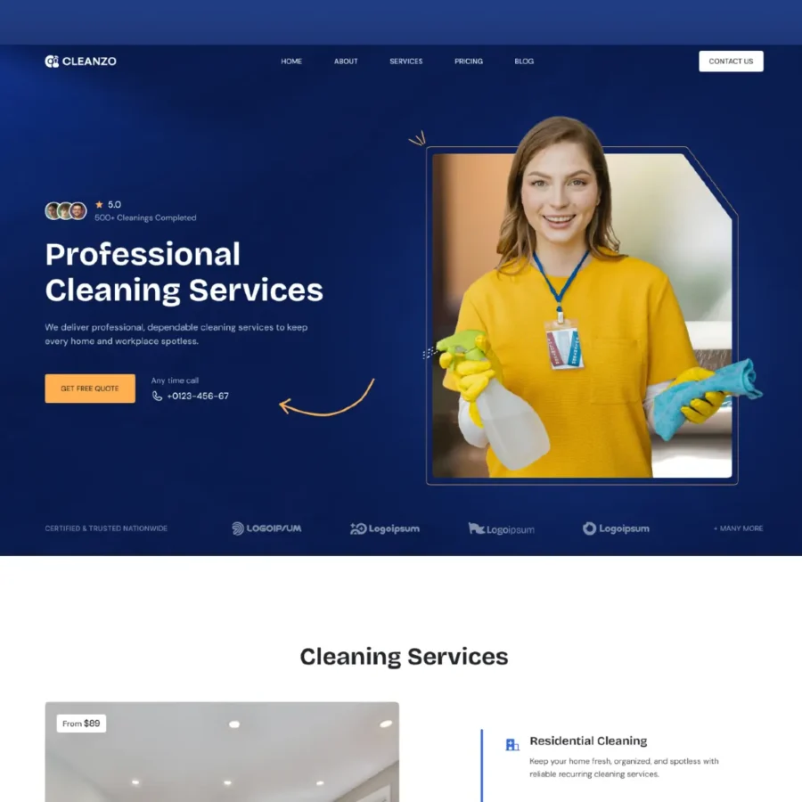 Cleanzo — Cleaning Service Template — Studio81 LLC Framer Template