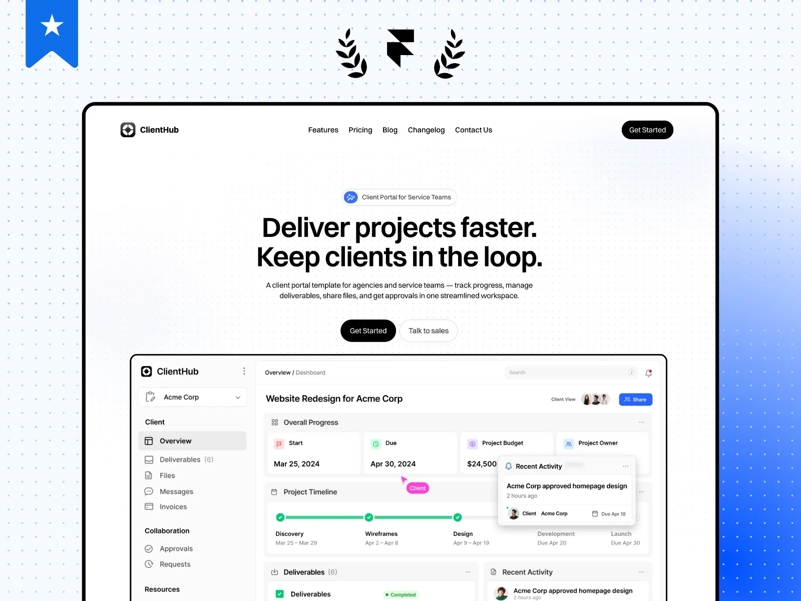 ClientHub — Client Portal SaaS Template — Green Yang Framer Template