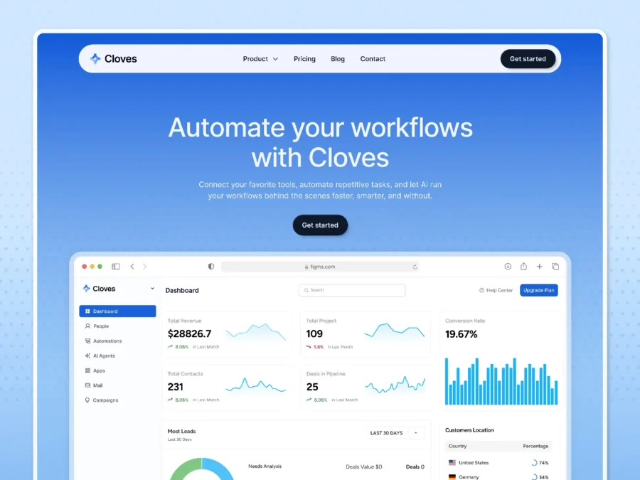 Cloves — Modern SaaS Website & App Template — FramerStation Framer Template