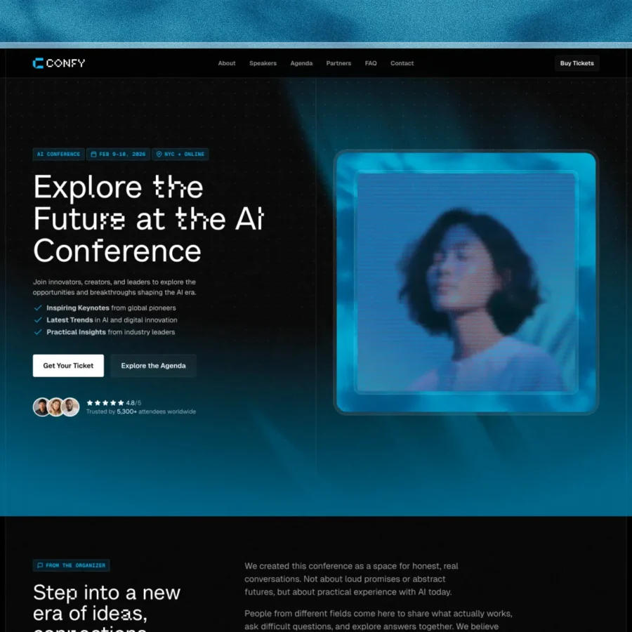 Confy — AI Conference & Event Landing Page — Illia Shytov Framer Template