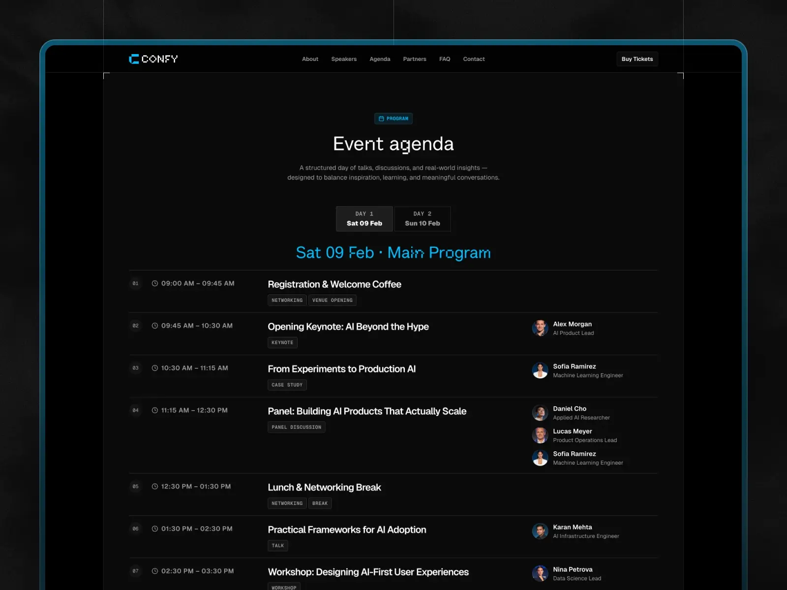 Confy — AI Conference & Event Landing Page