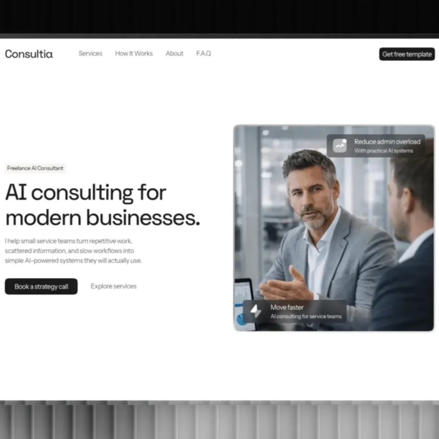 Consultia — Freelance AI Consultant Template — Yohann Varillon Framer Template