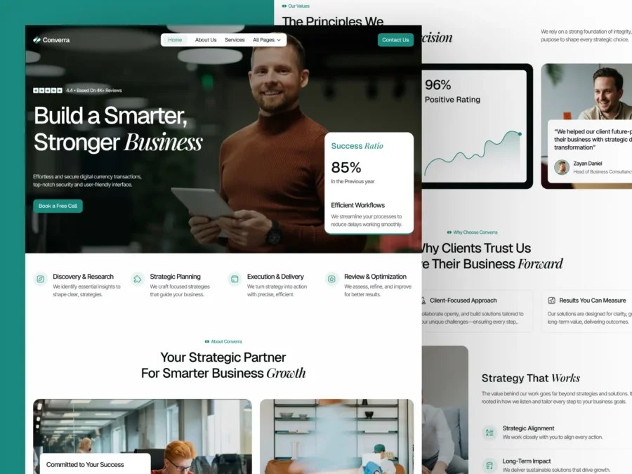 Converra — Finance, Marketing & Consulting — Pentaclay Framer Template