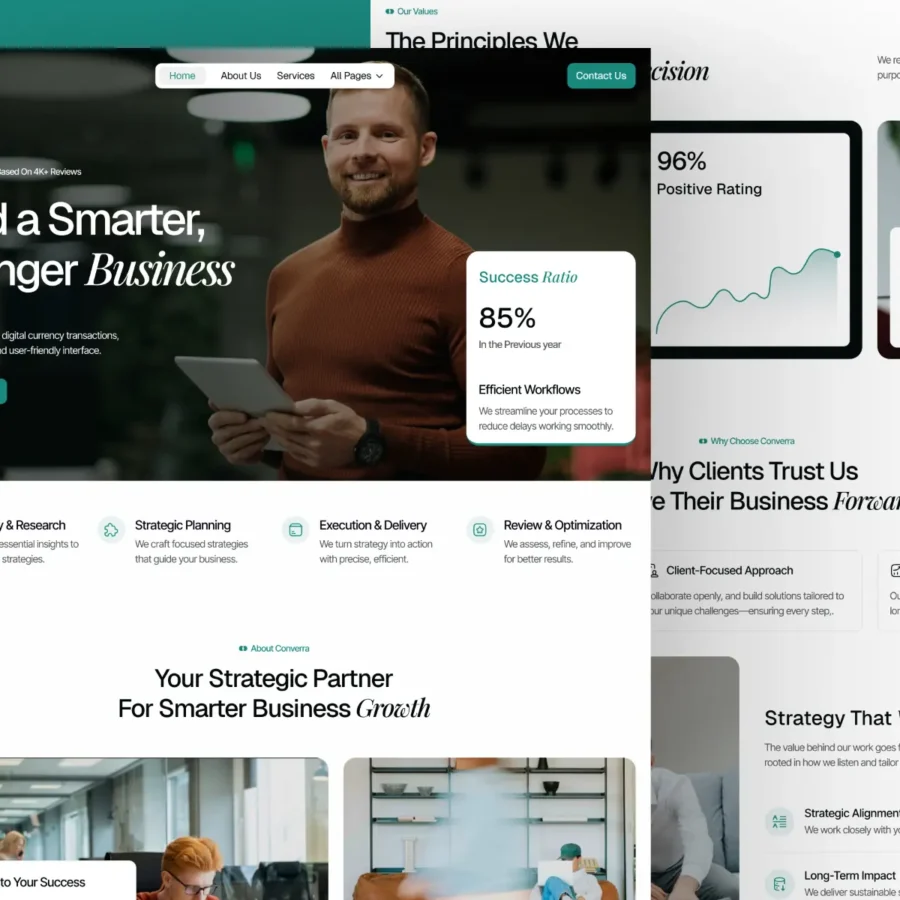 Converra — Finance, Marketing & Consulting — Pentaclay Framer Template