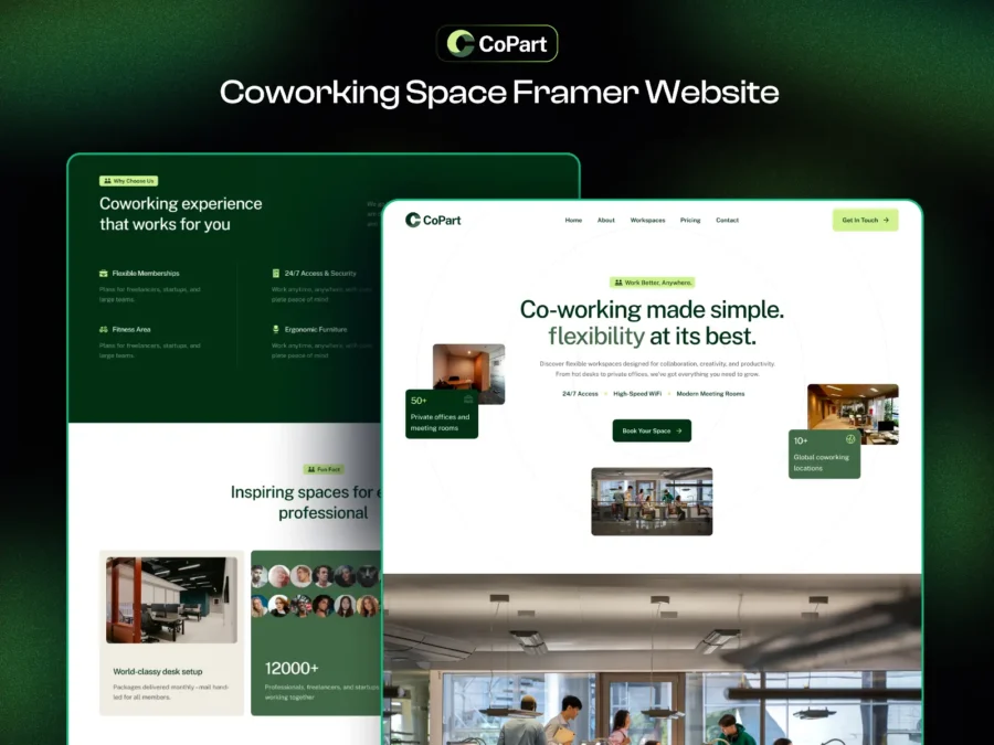 CoPart — Coworking Space Website Template — FramerDevs Framer Template