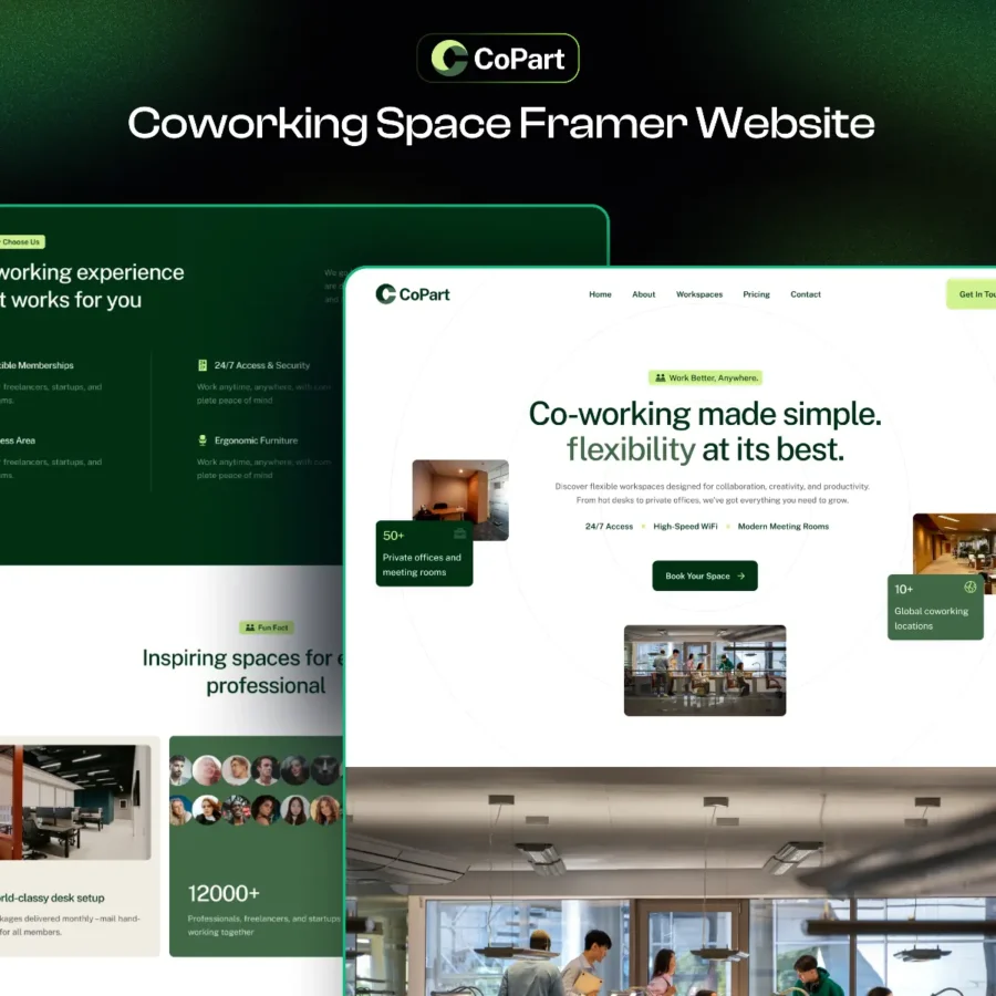 CoPart — Coworking Space Website Template — FramerDevs Framer Template
