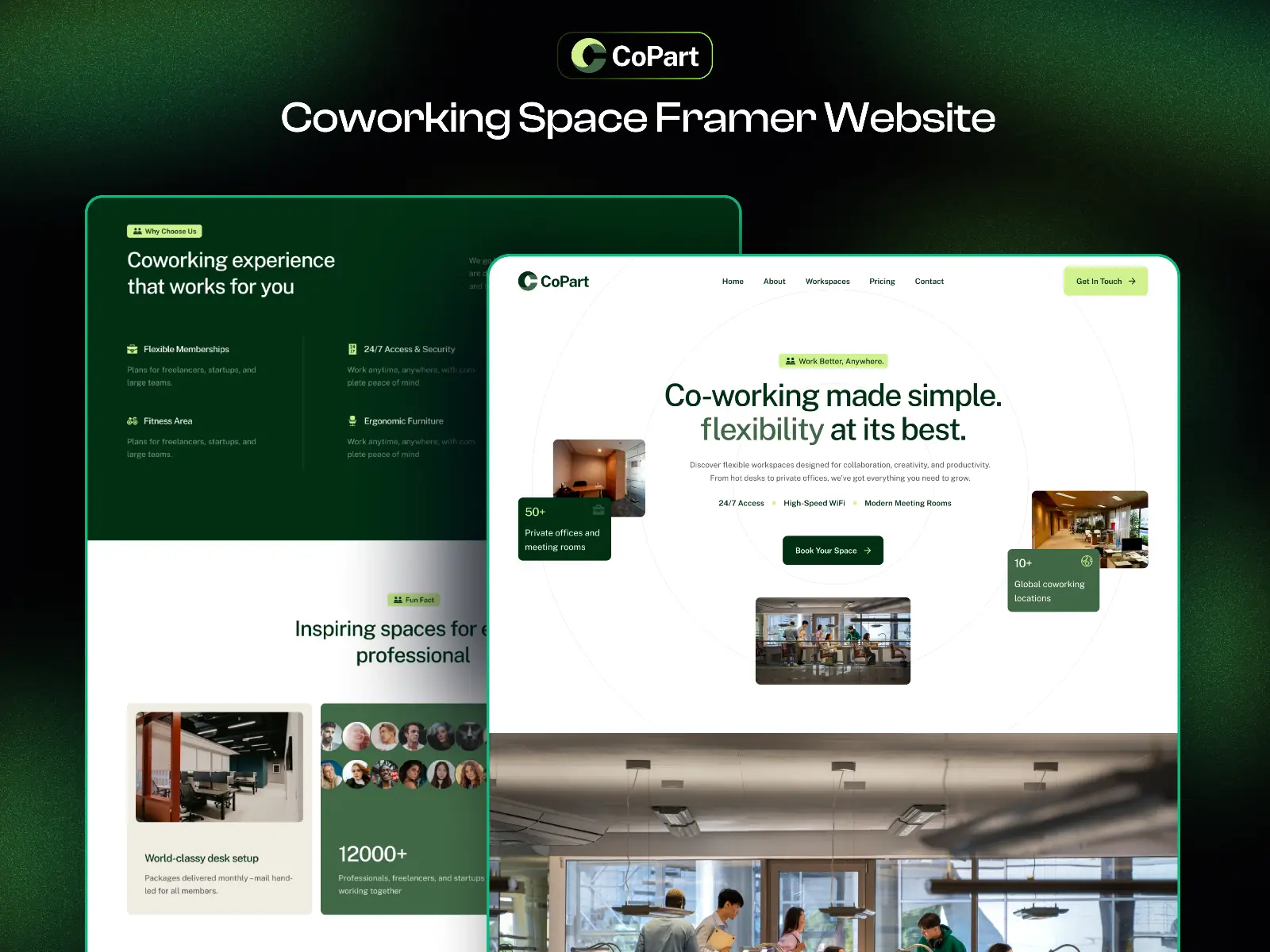 CoPart — Coworking Space Website Template — FramerDevs Framer Template