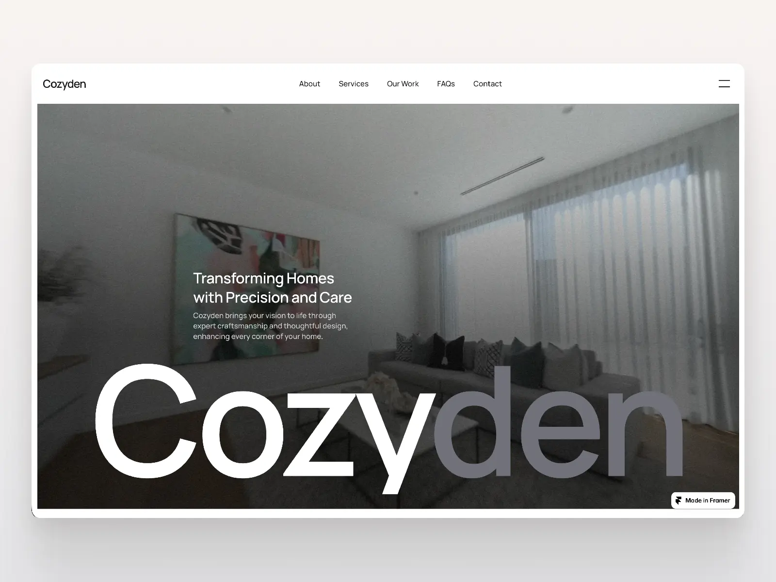 Cozyden — Interior & Home Living Template — Plaiter Framer Template