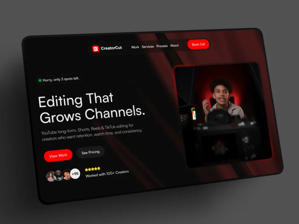 CreatorCut — Video Editing Portfolio - Framer Templates Marketplace