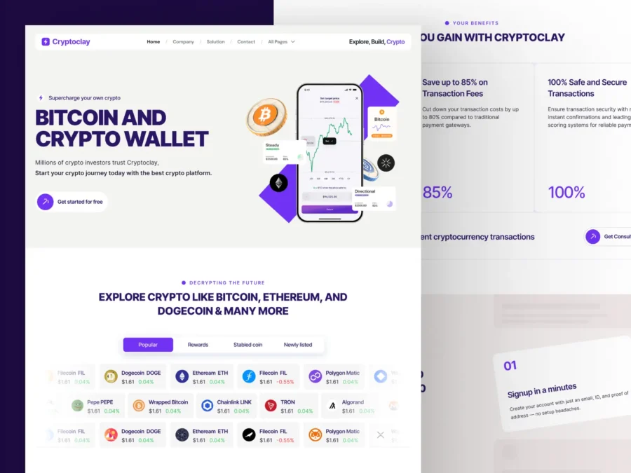 Cryptoclay — Crypto, Cryptocurrency & Web3 Site — Pentaclay Framer Template