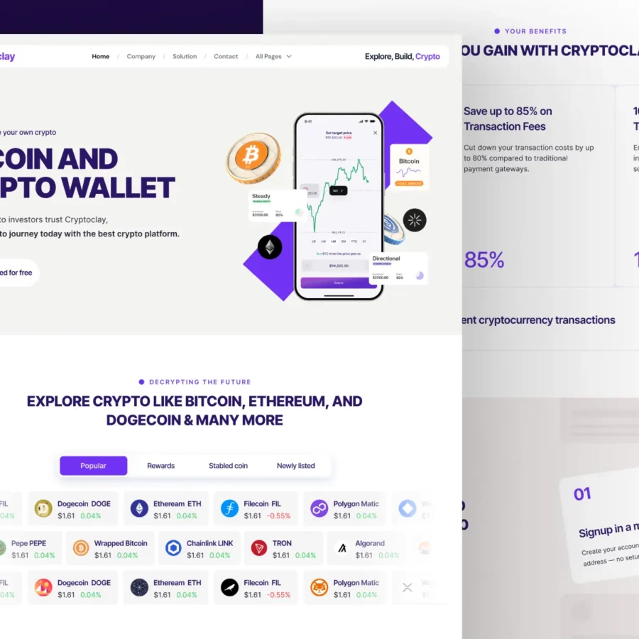 Cryptoclay — Crypto, Cryptocurrency & Web3 Site — Pentaclay Framer Template