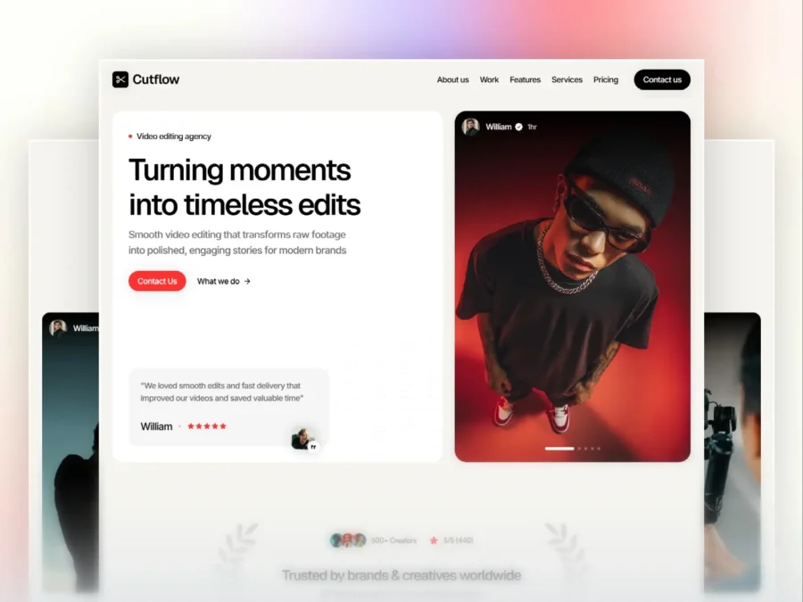Cutflow — Free video editing agency template — Mudasir Hussain Framer Template