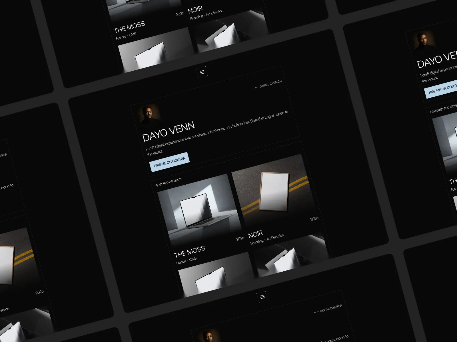 Dayo Venn — Minimal Portfolio Framer Template — Blessing Adewale Framer Template