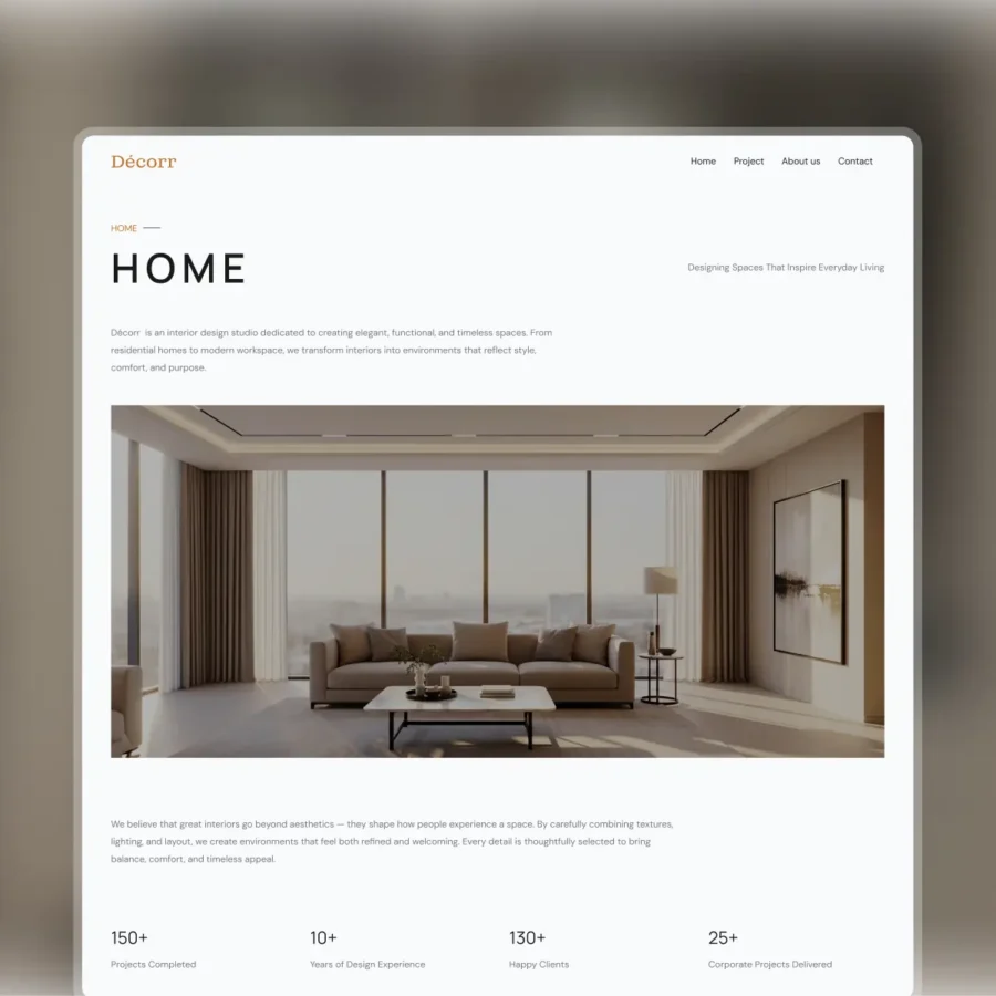 Décorr — Modern Interior Design Template — Onu Chukwuebuka Framer Template