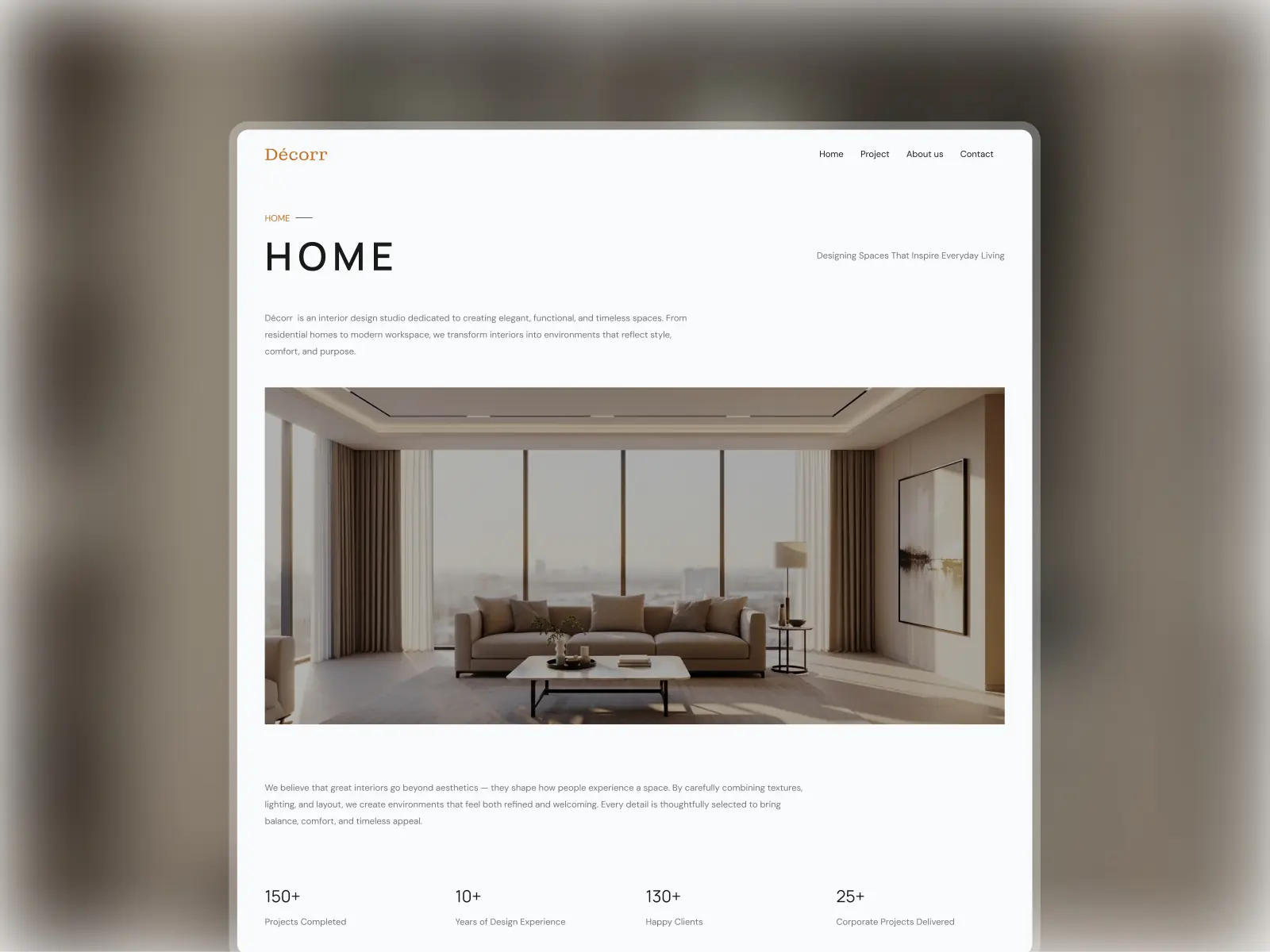 Décorr — Modern Interior Design Template — Onu Chukwuebuka Framer Template