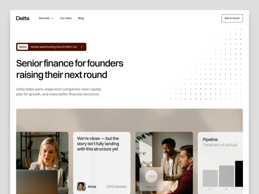 DeltaVenture — Finance, consulting B2B templae — Sanna Granqvist Framer Template