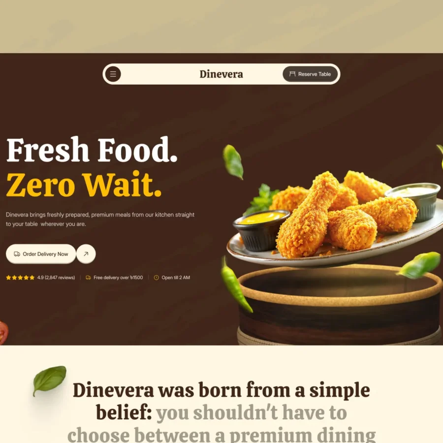 Dinevera — Modern Restaurant Website Template — Grabui Library Framer Template