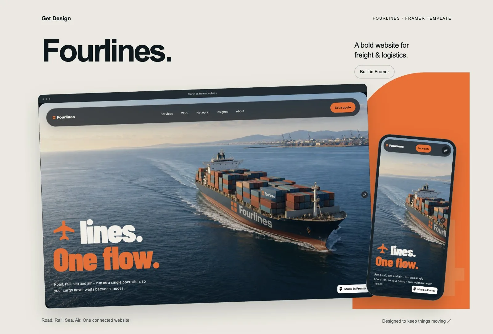 Fourlines — Logistics & Transport Framer Template — Get Design Framer Template