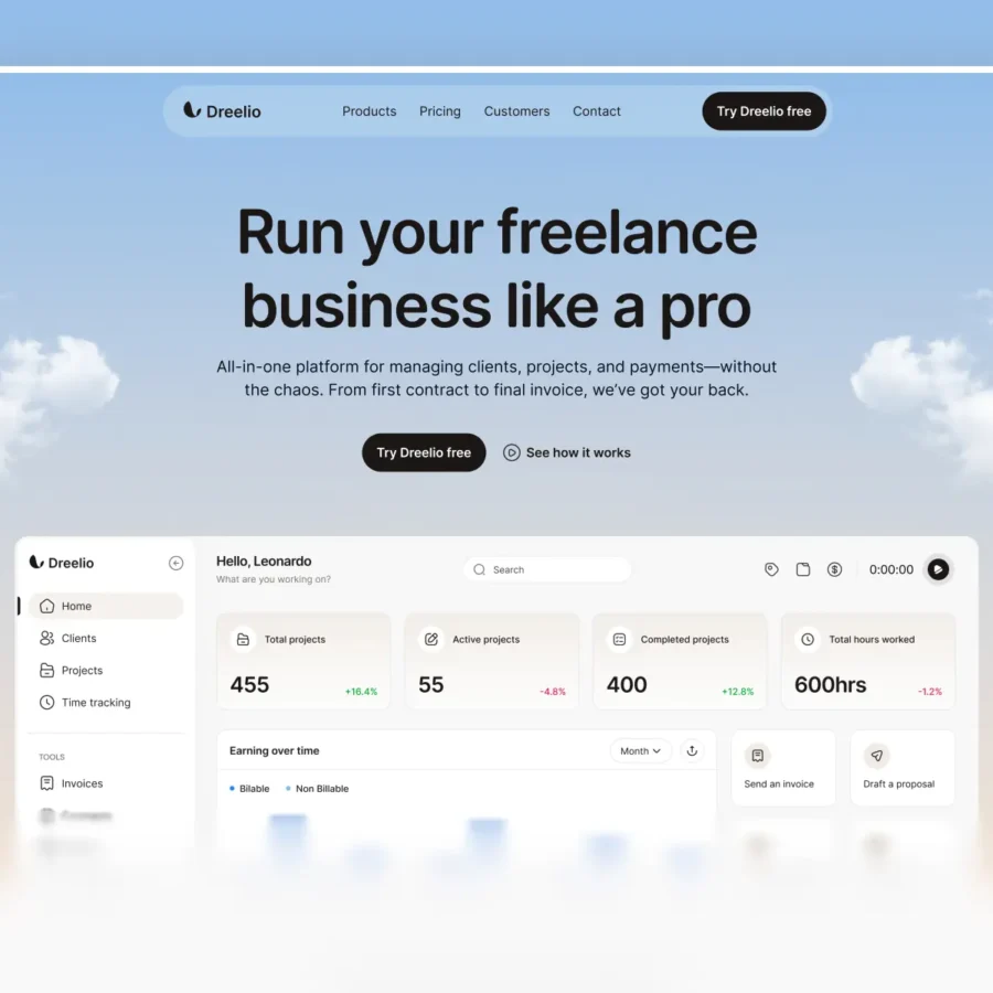 Dreelio — SaaS Landing Page Template — Leonardo Chike Framer Template