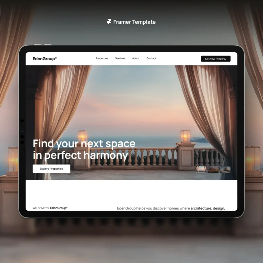 EdenGroup® — Premium Real Estate Framer Templat — José Casal Framer Template