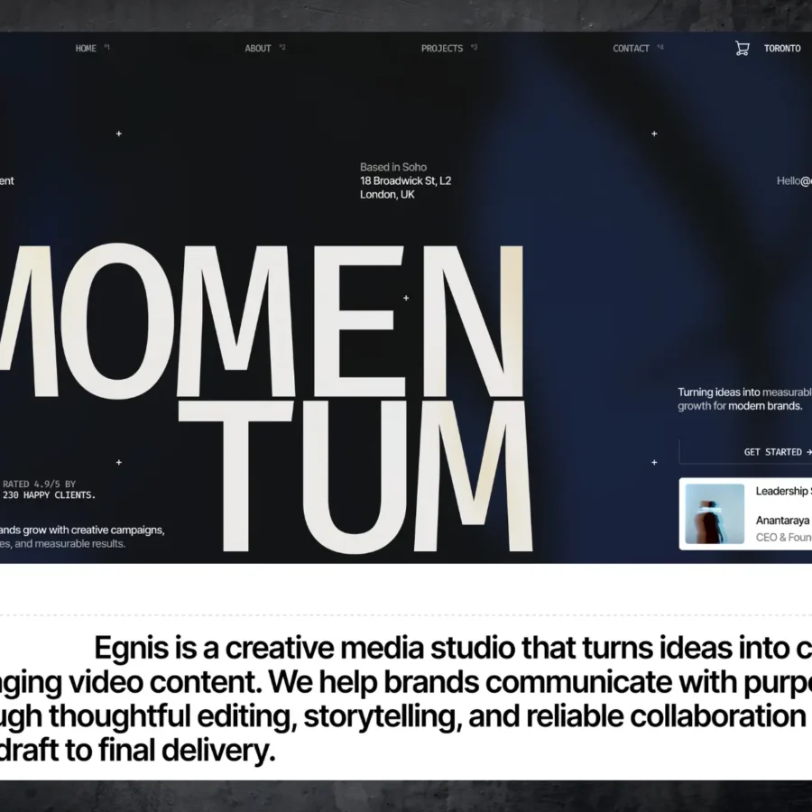Egnis — Photography & Video Portfolio — Waida Studio Framer Template