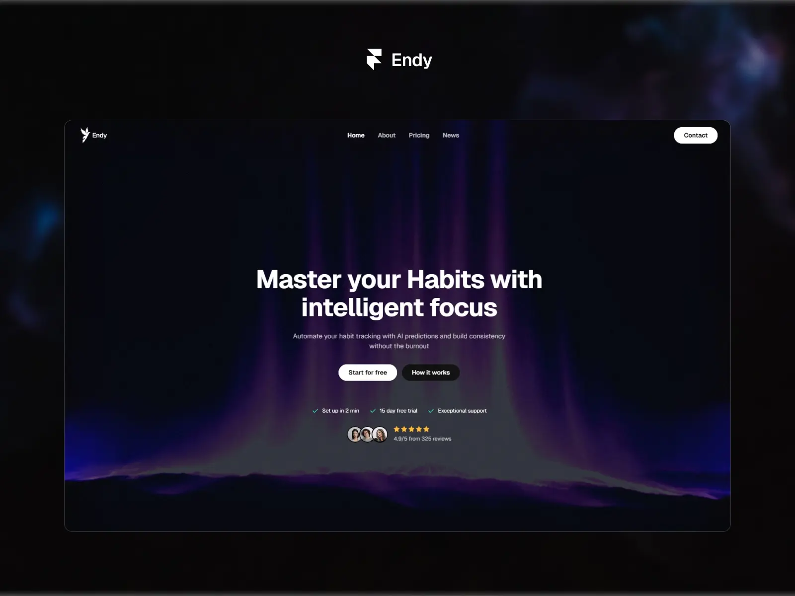 Endy — AI SaaS Website Template — Mehdi Framer Template