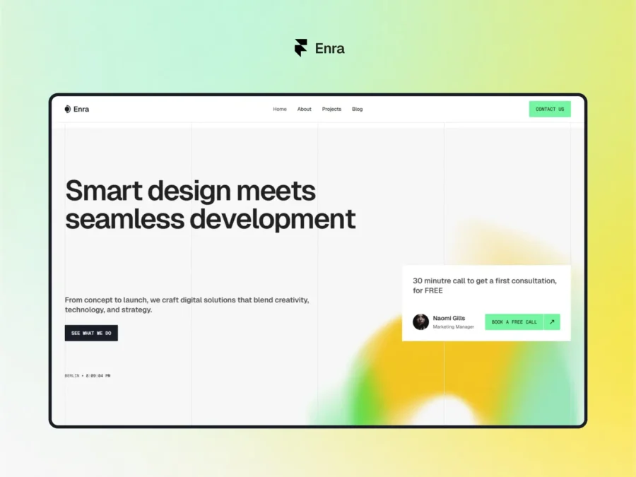 Enra — Creative Digital Agency Template — Mehdi Tra Framer Template