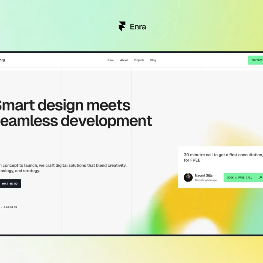 Enra — Creative Digital Agency Template — Mehdi Tra Framer Template