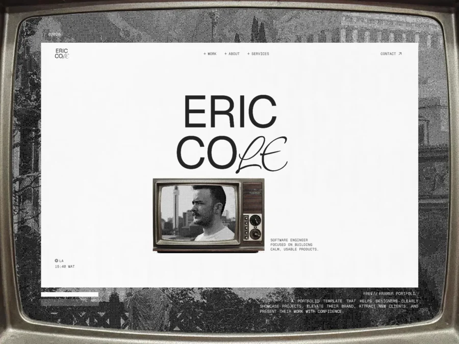 ERIC COLE — Personal Portfolio Template — Zineddine Kessaimi Framer Template