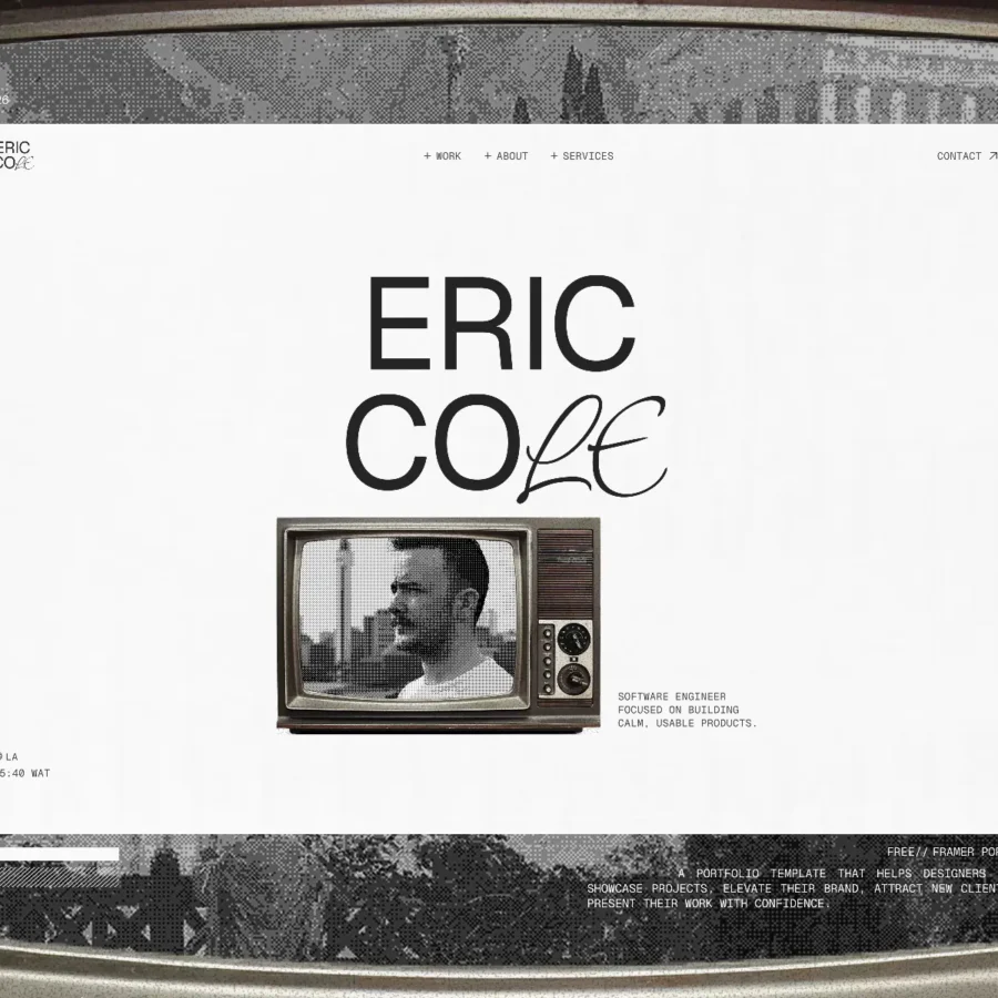 ERIC COLE — Personal Portfolio Template — Zineddine Kessaimi Framer Template