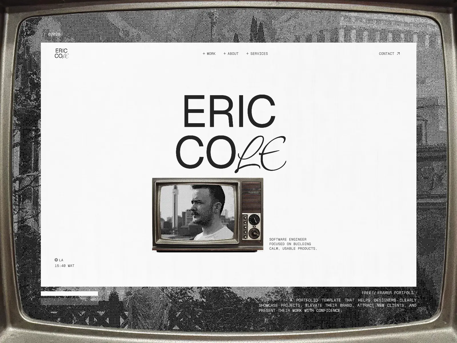ERIC COLE — Personal Portfolio Template — Zineddine Kessaimi Framer Template