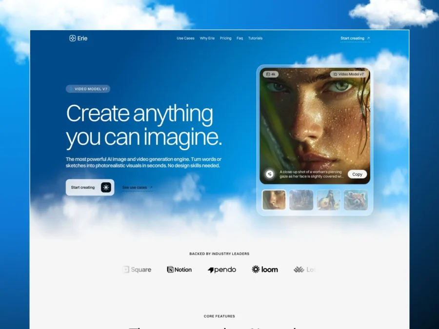 Erie — AI Creative Platform Template — Blurr Haus Framer Template