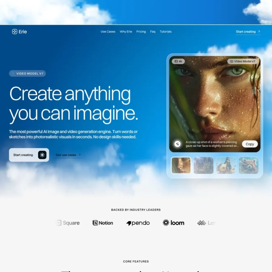 Erie — AI Creative Platform Template — Blurr Haus Framer Template