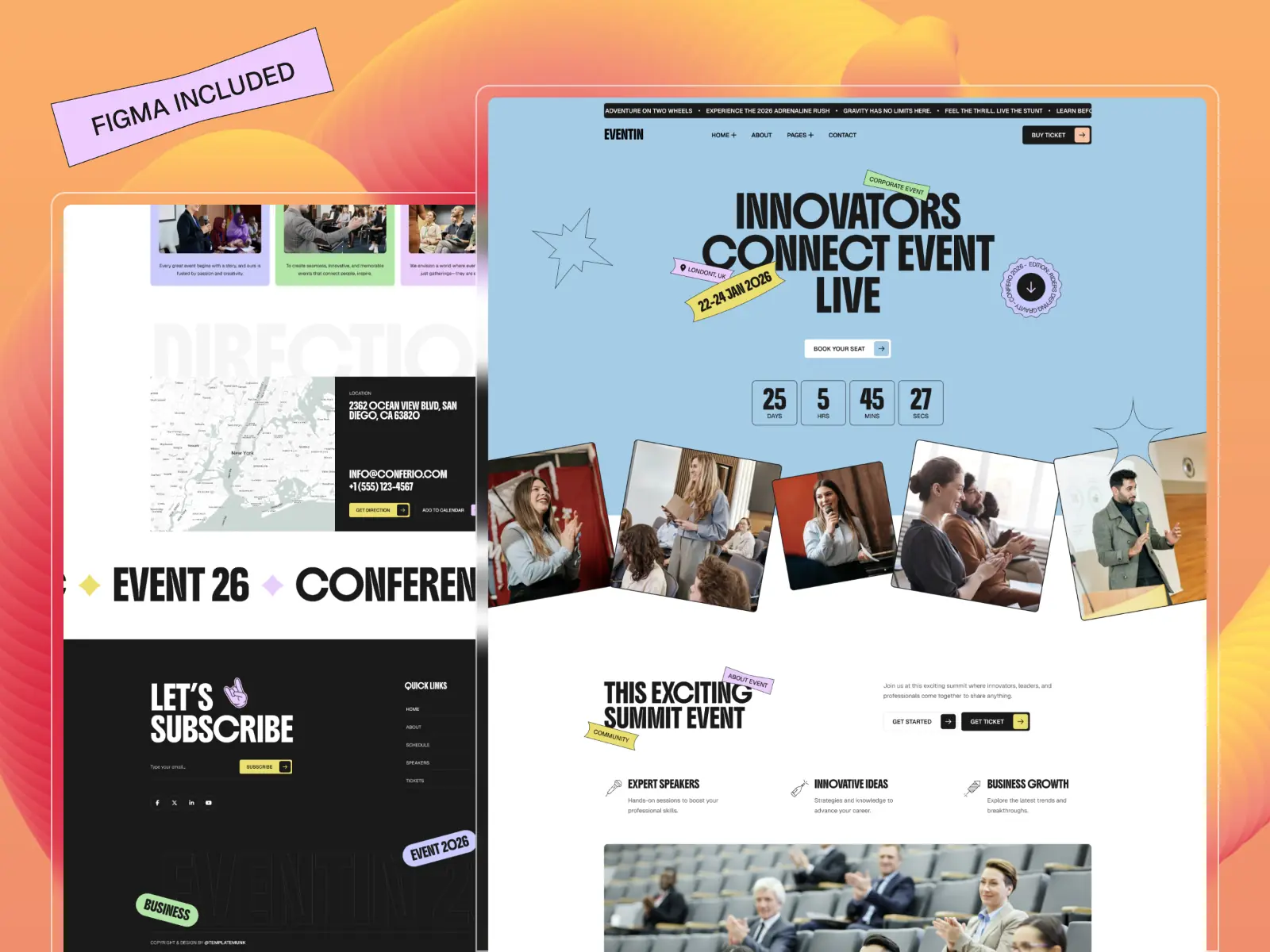Eventin — Event Showcase Framer Template — Template Munk Framer Template