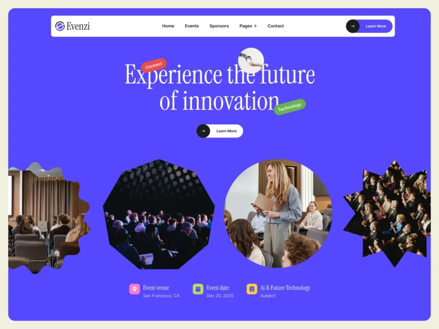 Evenzi — Event Management Framer Template — FramerDevs Framer Template