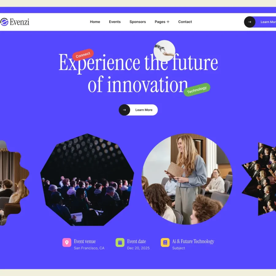 Evenzi — Event Management Framer Template — FramerDevs Framer Template