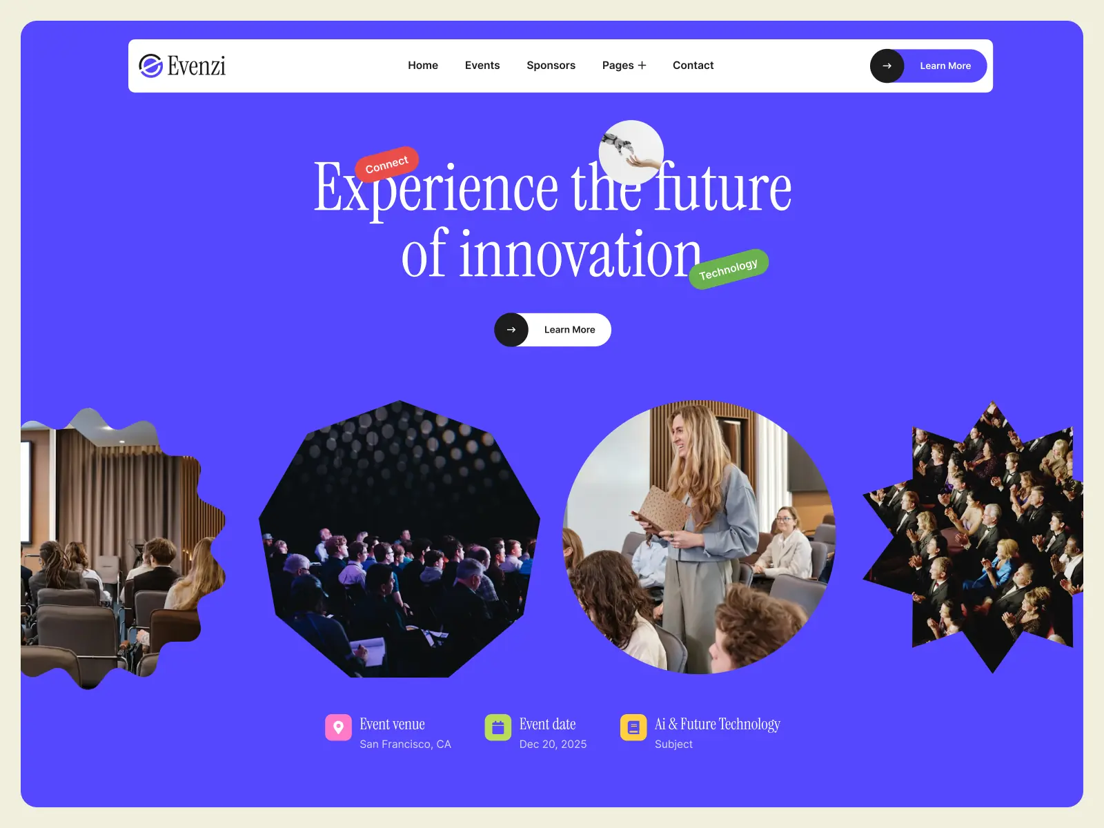 Evenzi — Event Management Framer Template — FramerDevs Framer Template