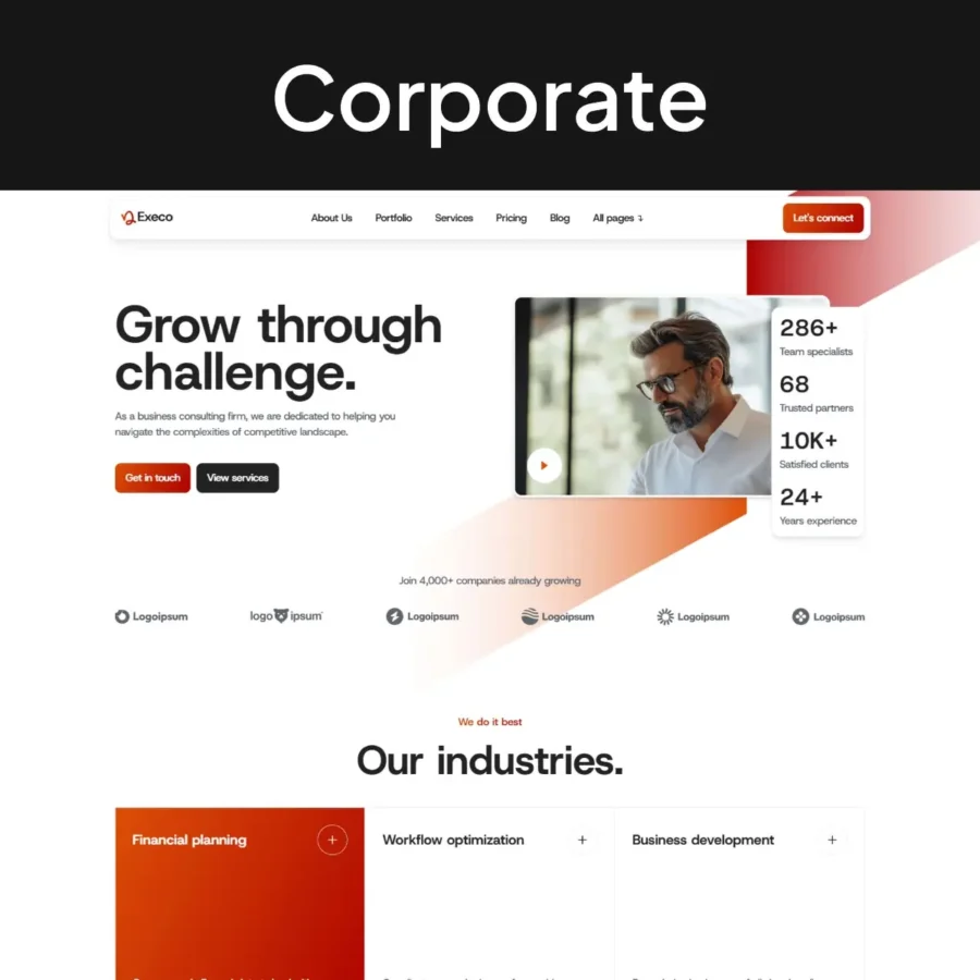 Execo — Corporate Business Website — fourtwelve Framer Template