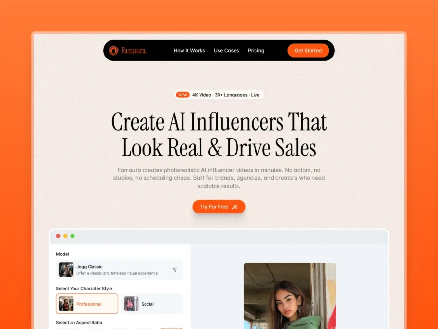 Famaura — AI Influencer SaaS Template — Mubashir Saleem Framer Template