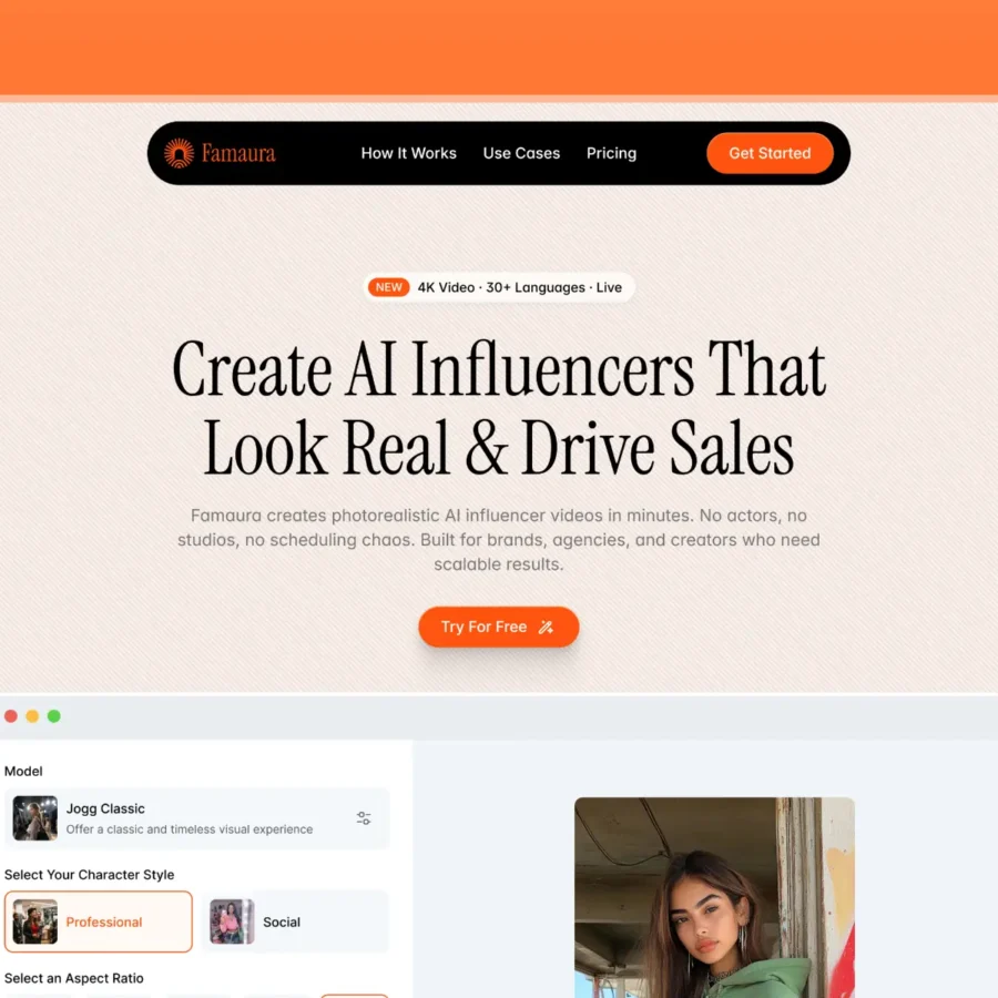 Famaura — AI Influencer SaaS Template — Mubashir Saleem Framer Template
