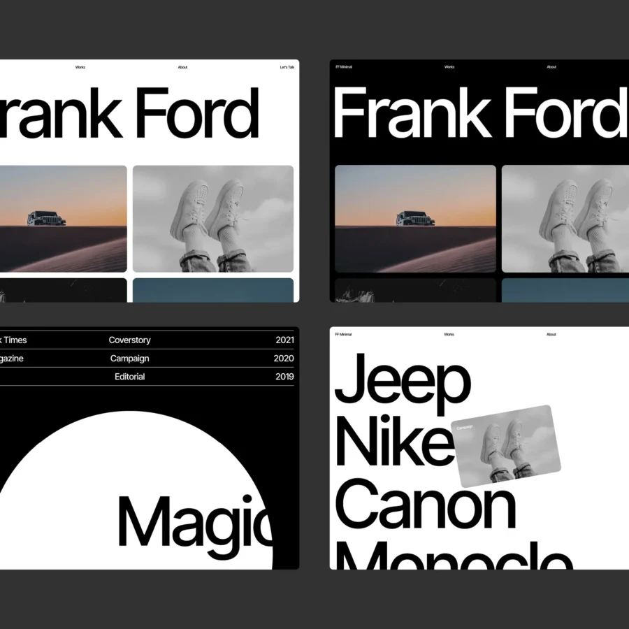 FFMinimal — Minimalist Portfolio Template — Favorit × Frame Framer Template