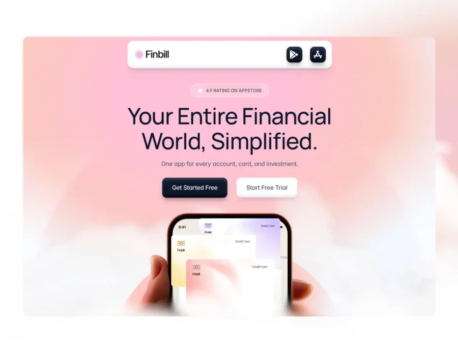 Finbill — Premium Fintech & SaaS App Landing — Design Tick Framer Template