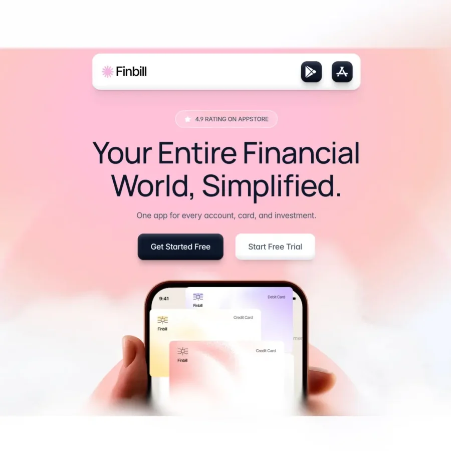 Finbill — Premium Fintech & SaaS App Landing — Design Tick Framer Template
