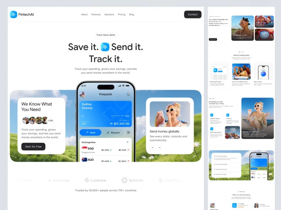 FineTech — Finance App Landing Page Template — Faruk Yurtseven Framer Template
