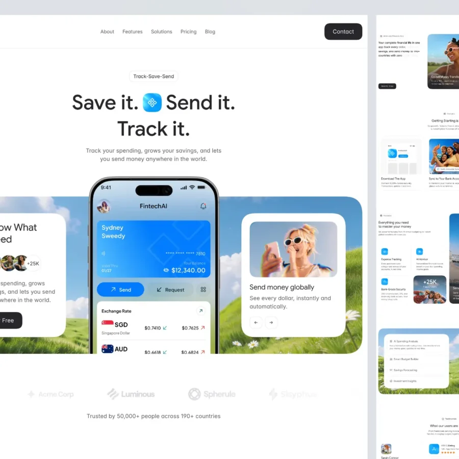 FineTech — Finance App Landing Page Template — Faruk Yurtseven Framer Template