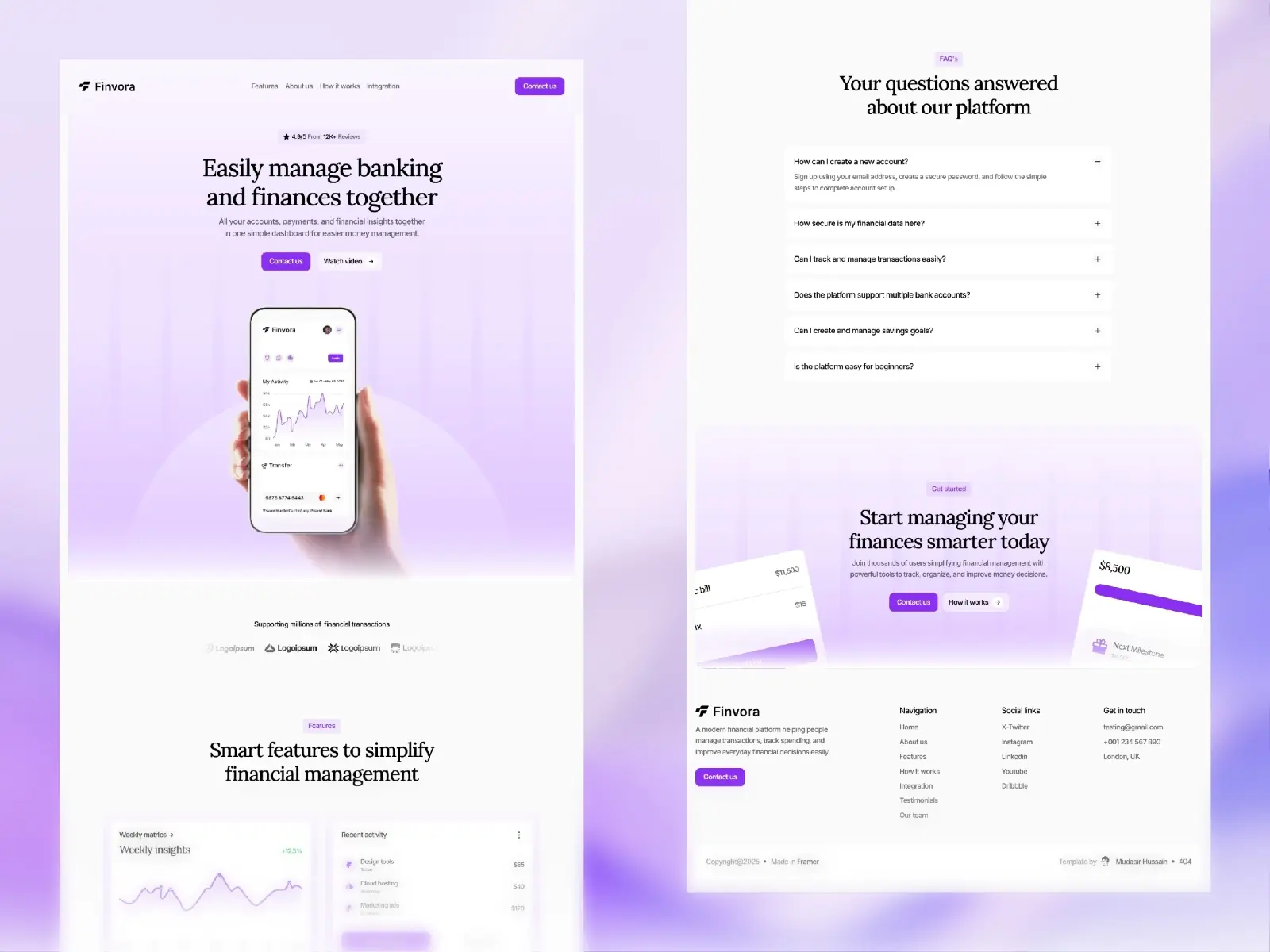 Finvora — Finance SaaS Framer Template
