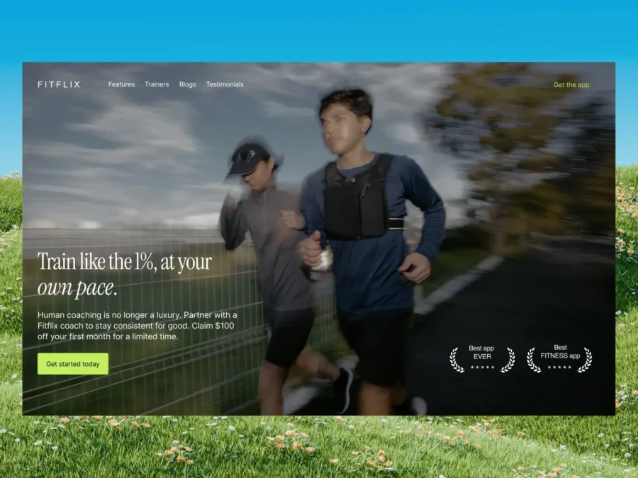 Fitflix — Free fitness coaching app template — Shikhar Sharda Framer Template
